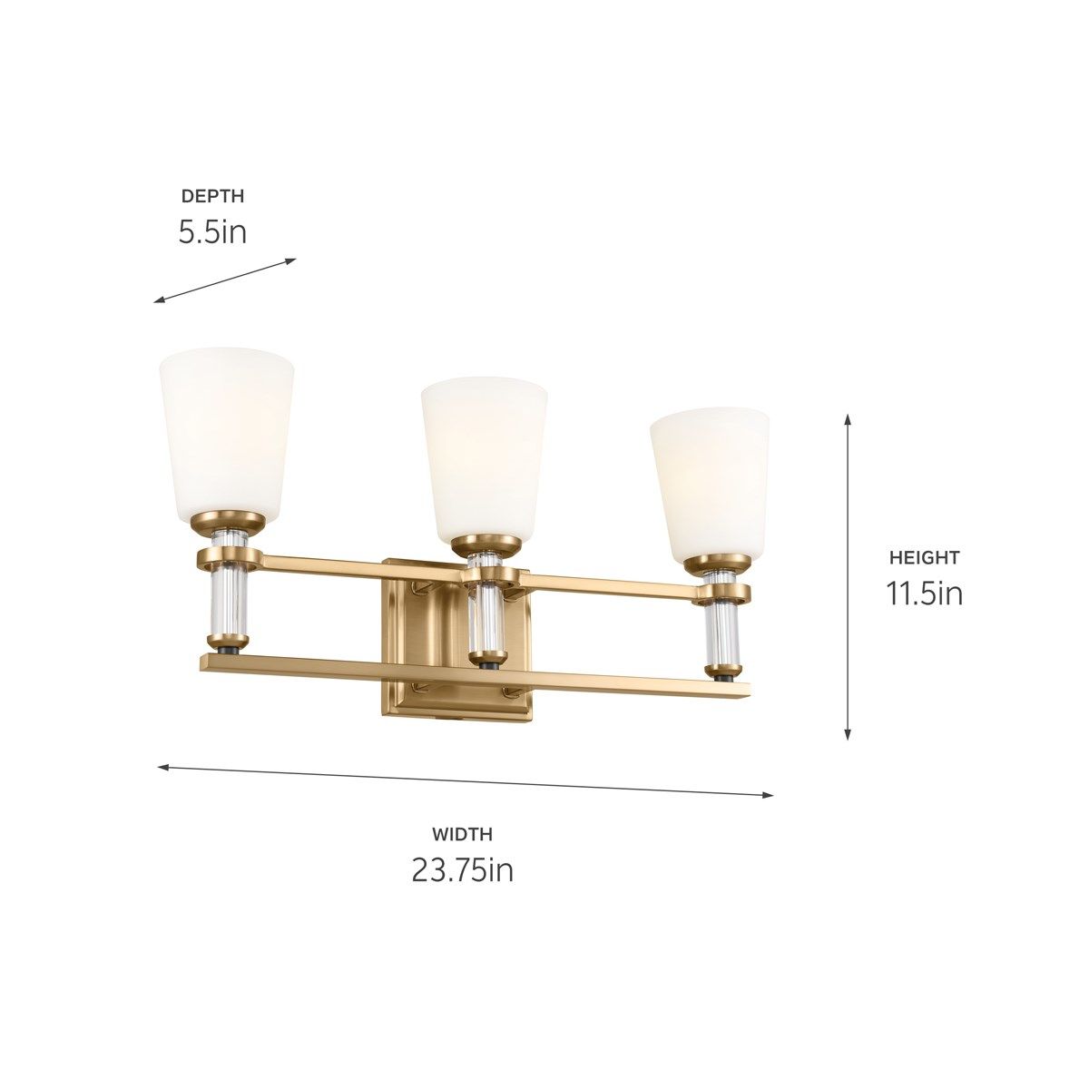 Rosalind 24 in. 3 Lights Vanity Light Brushed Brass finish - Bees Lighting