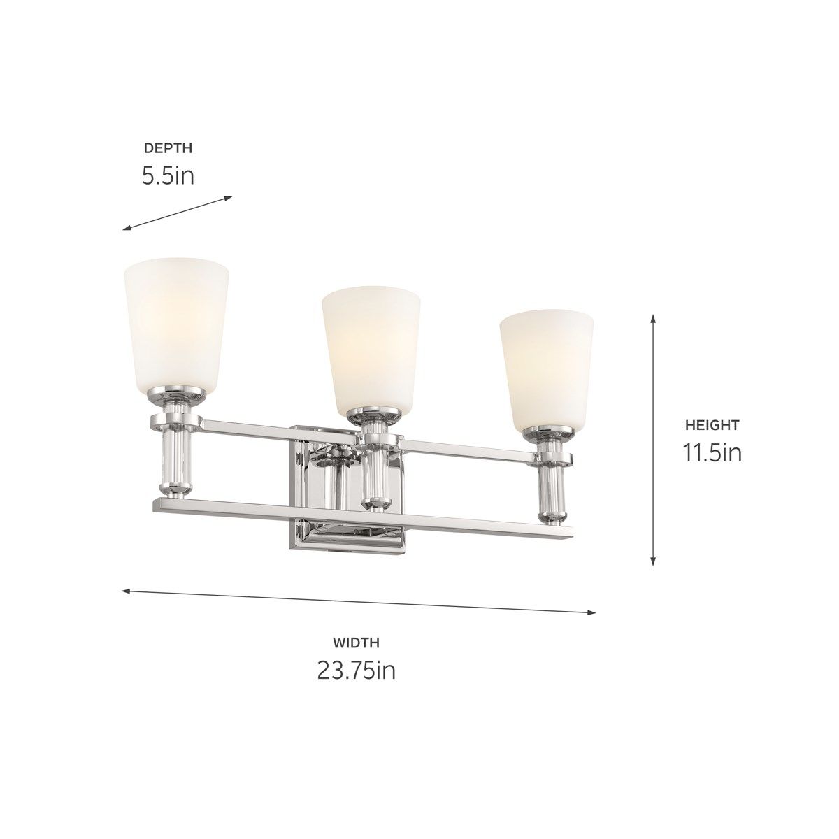Rosalind 24 in. 3 Lights Vanity Light Polished Nickel finish - Bees Lighting