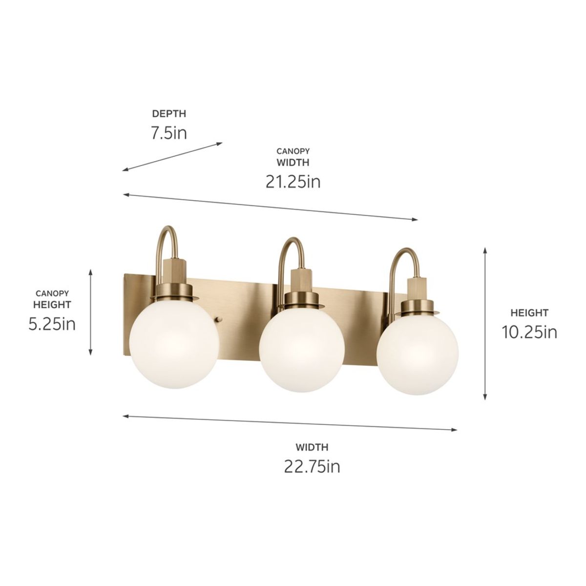 Hex 23 in. 3 Lights Vanity Light Champagne Bronze Finish - Bees Lighting