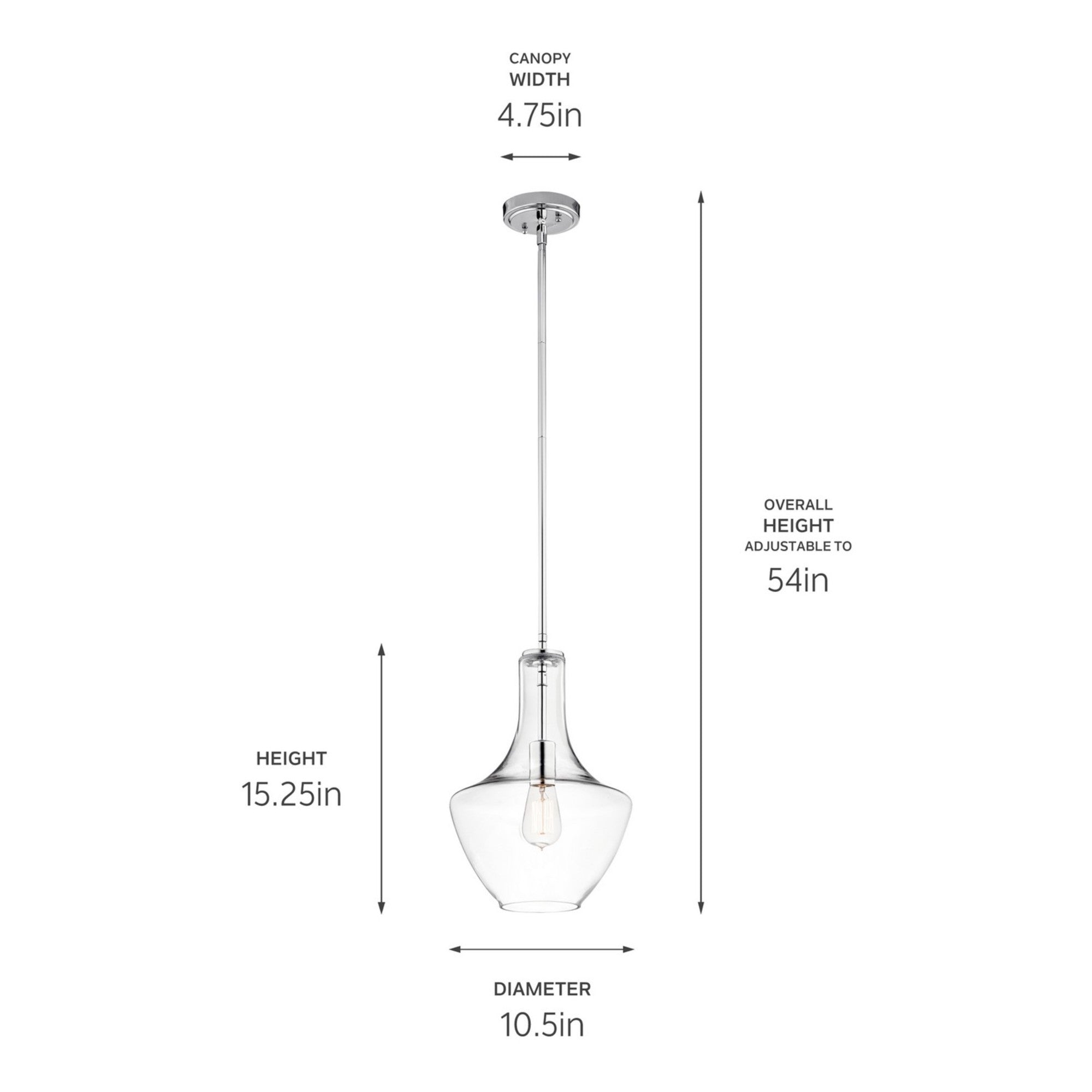 Everly 11" Pendant, Chrome Finish, Clear Glass - Bees Lighting