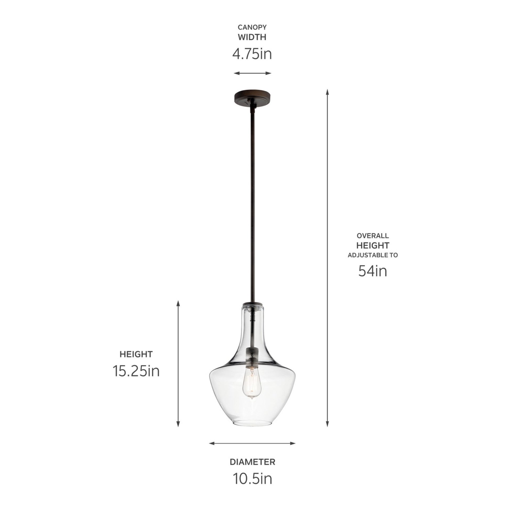 Everly 11" Pendant, Olde Bronze Finish, Clear Glass - Bees Lighting