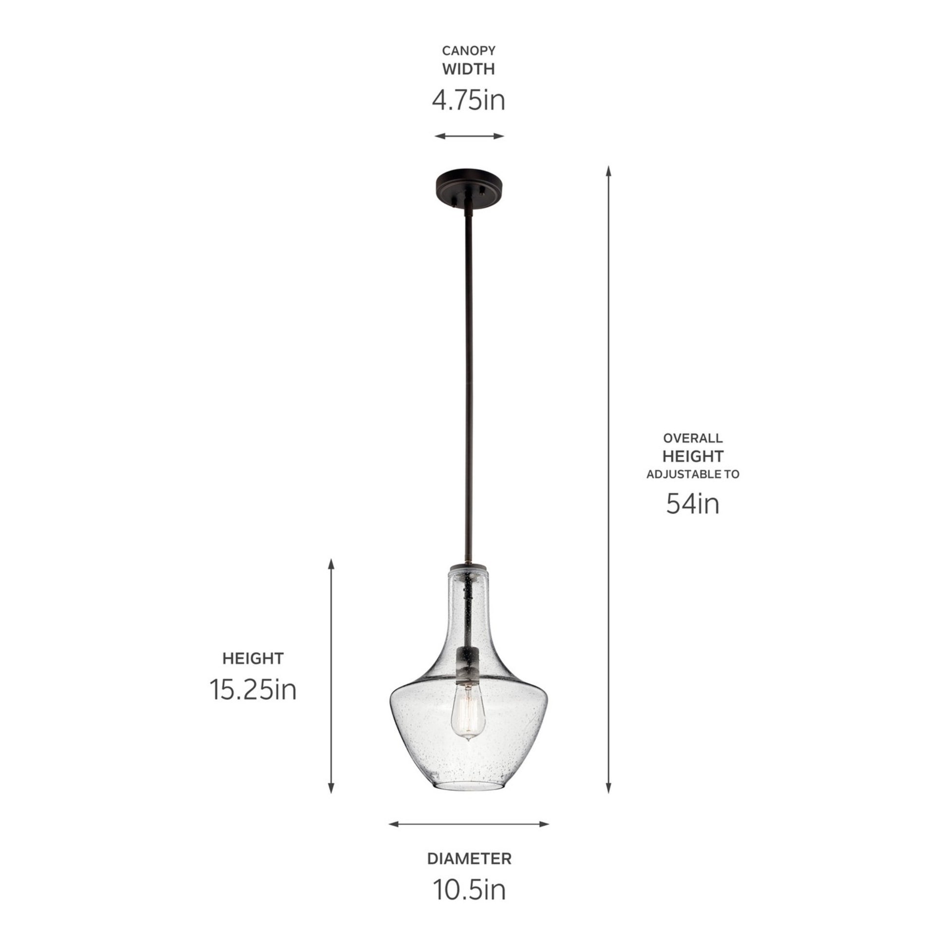 Everly 11" Pendant, Olde Bronze Finish, Clear Seeded Glass - Bees Lighting