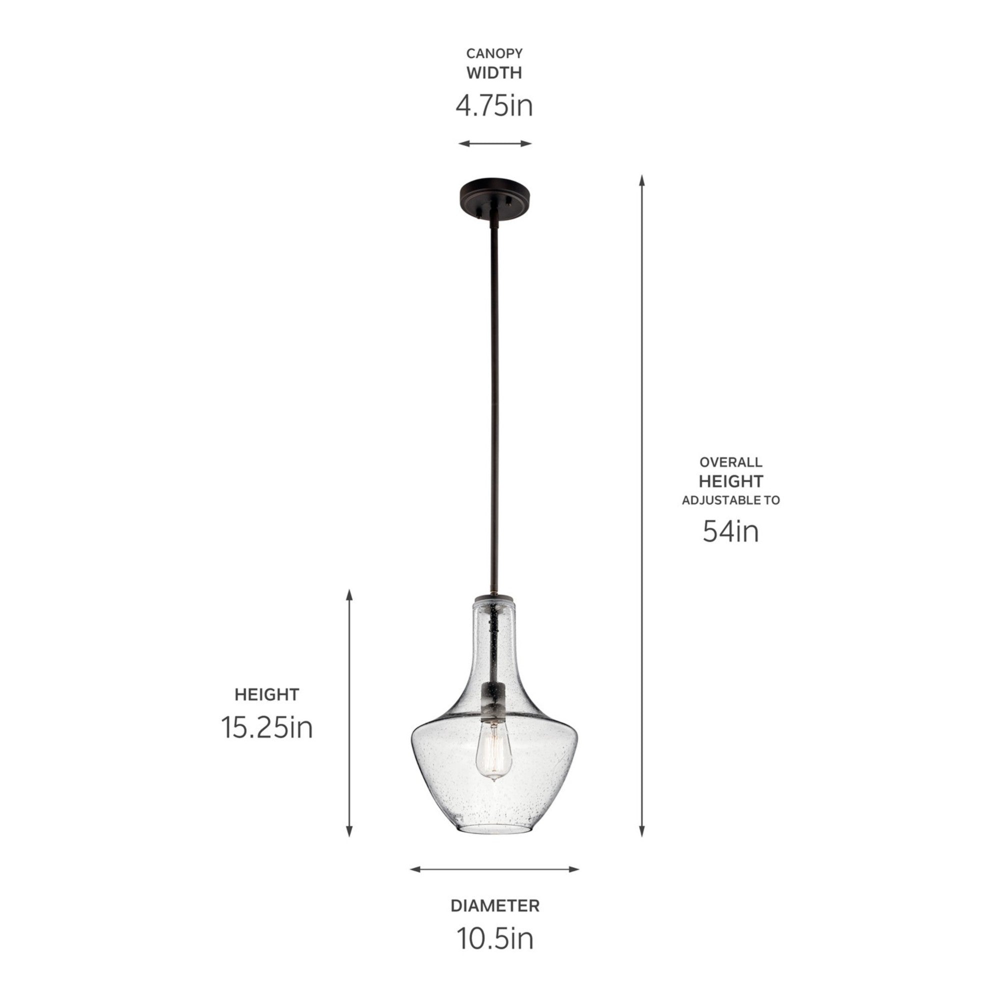 Everly 15" 1-Light Bell Pendant Light with Clear Seeded Glass, Olde Bronze Finish - Bees Lighting