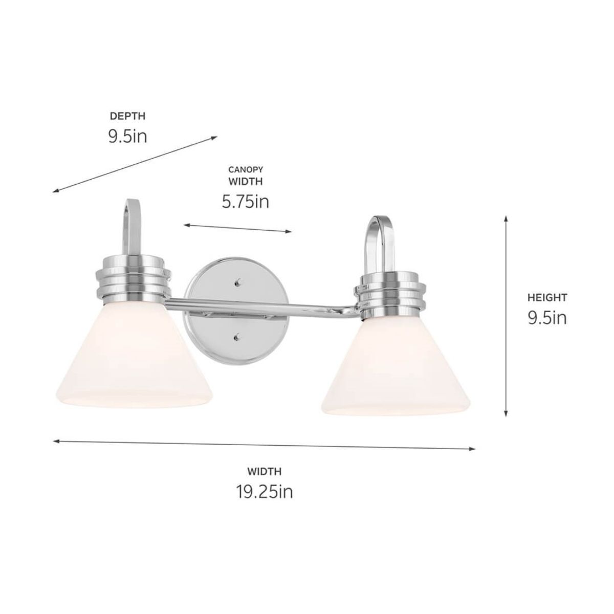 Farum 19 in. 2 Lights Vanity Light Chrome Finish - Bees Lighting