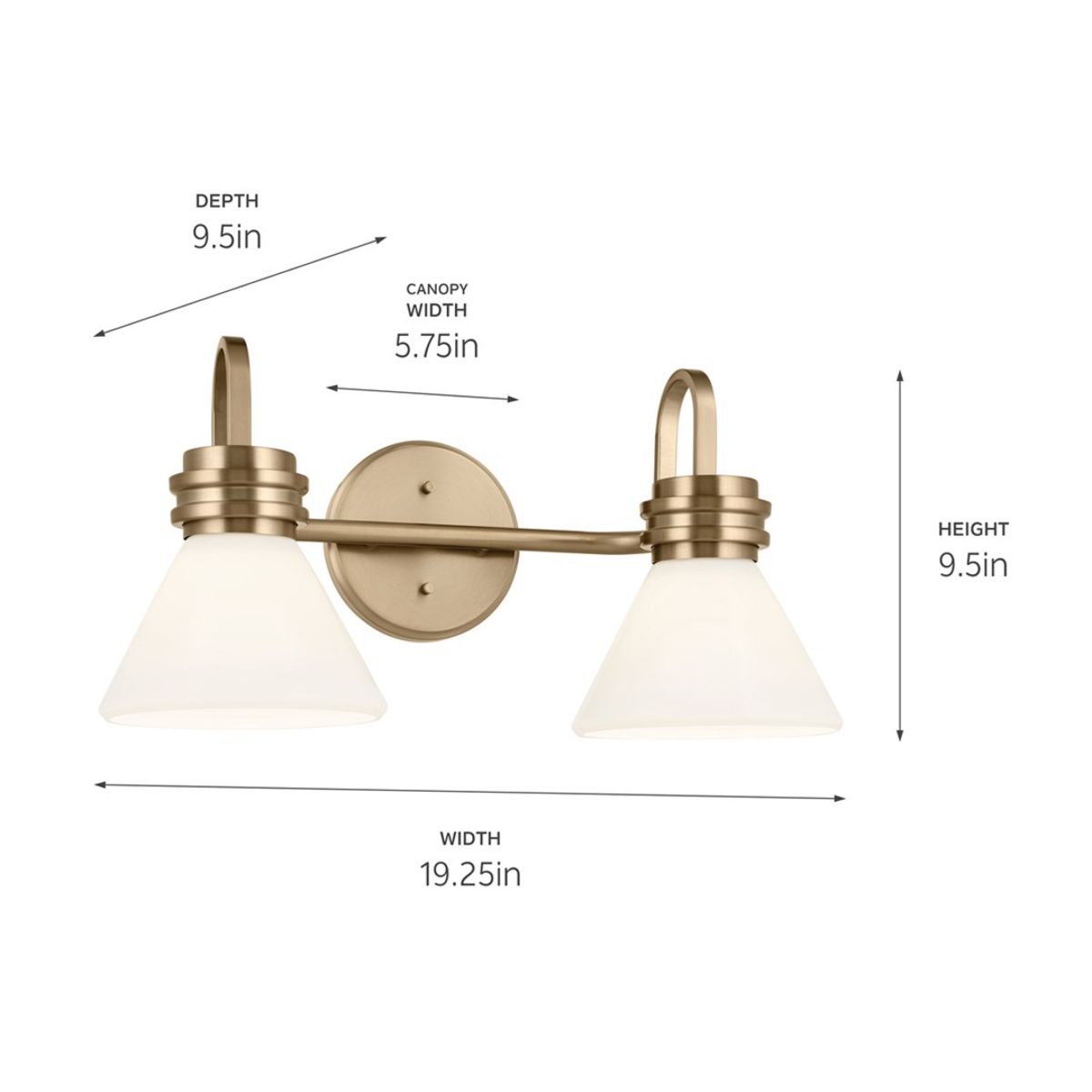 Farum 19 in. 2 Lights Vanity Light Champagne Bronze Finish - Bees Lighting