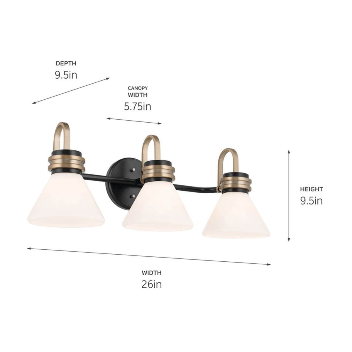 Farum 26 in. 3 Lights Vanity Light Black Finish - Bees Lighting