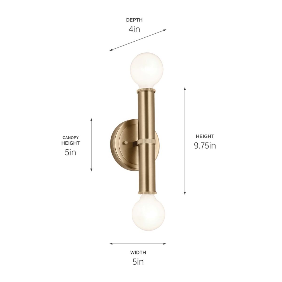 Torche 10 in. 2 Lights Wall Light Champagne Bronze Finish - Bees Lighting