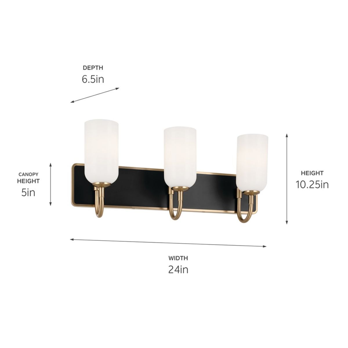 Solia 24 in. 3 Lights Vanity Light Champagne Bronze Finish - Bees Lighting