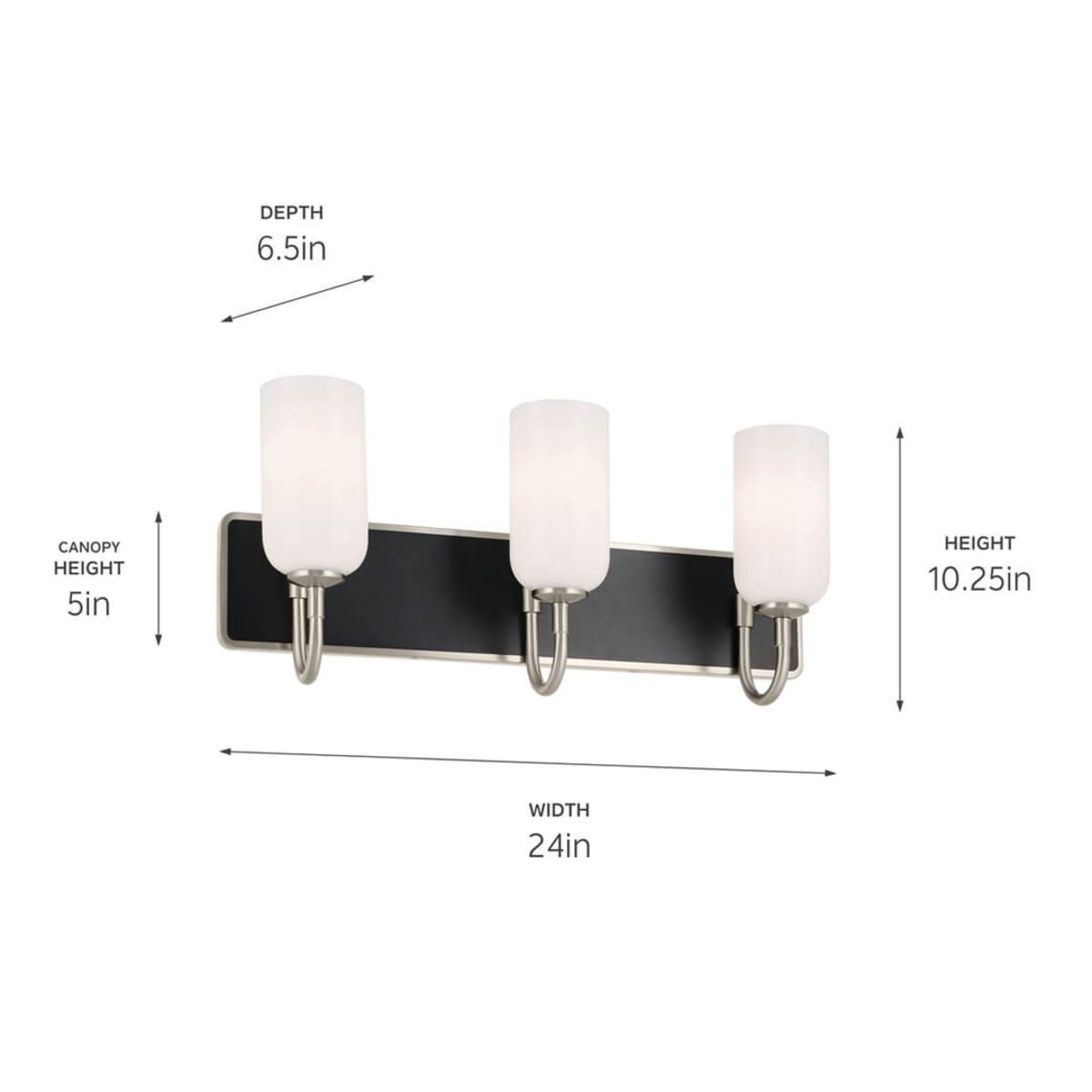 Solia 24 in. 3 Lights Vanity Light Brushed Nickel Finish - Bees Lighting