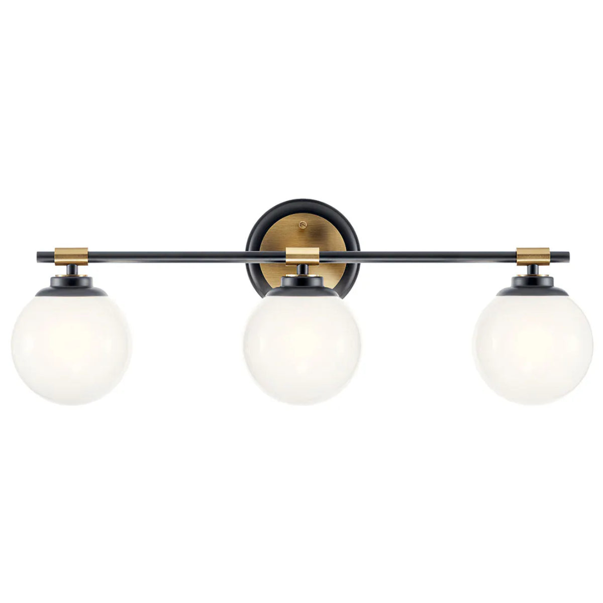 Benno 25 In 3-Lights Bathroom Vanity Light With Opal Glass, Black and Bronze Finish - Bees Lighting