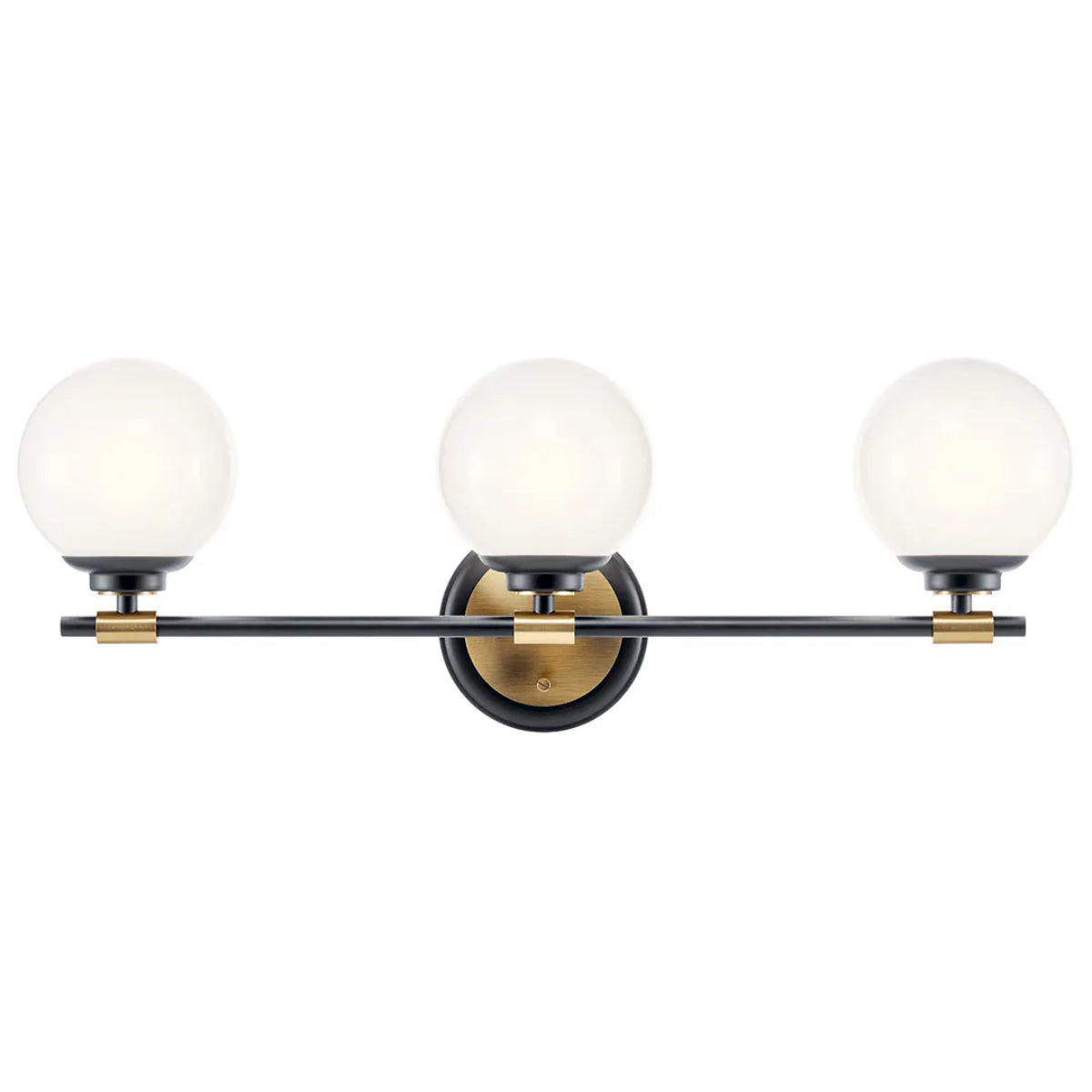 Benno 25 In 3-Lights Bathroom Vanity Light With Opal Glass, Black and Bronze Finish - Bees Lighting