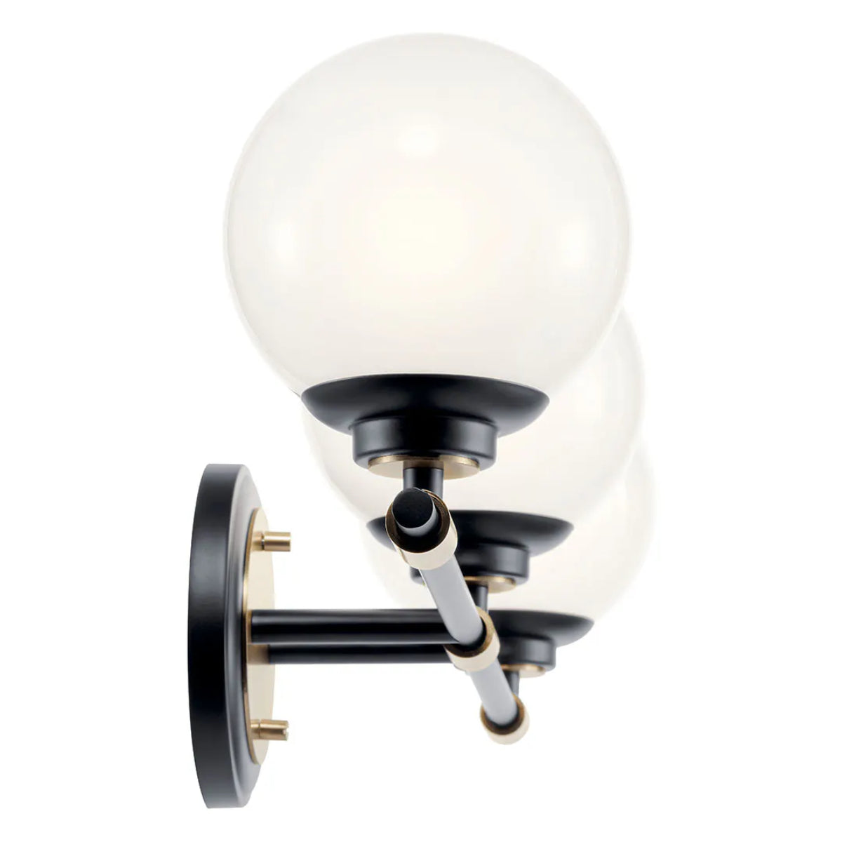 Benno 25 In 3-Lights Bathroom Vanity Light With Opal Glass, Black and Bronze Finish - Bees Lighting