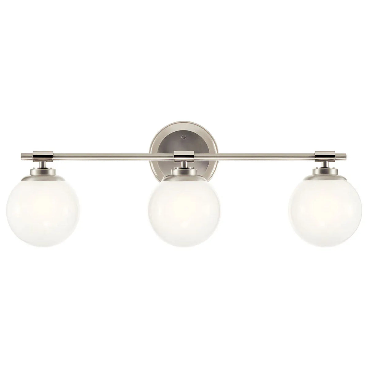 Benno 25 In 3-Lights Bathroom Vanity Light With Opal Glass, Nickel Finish - Bees Lighting