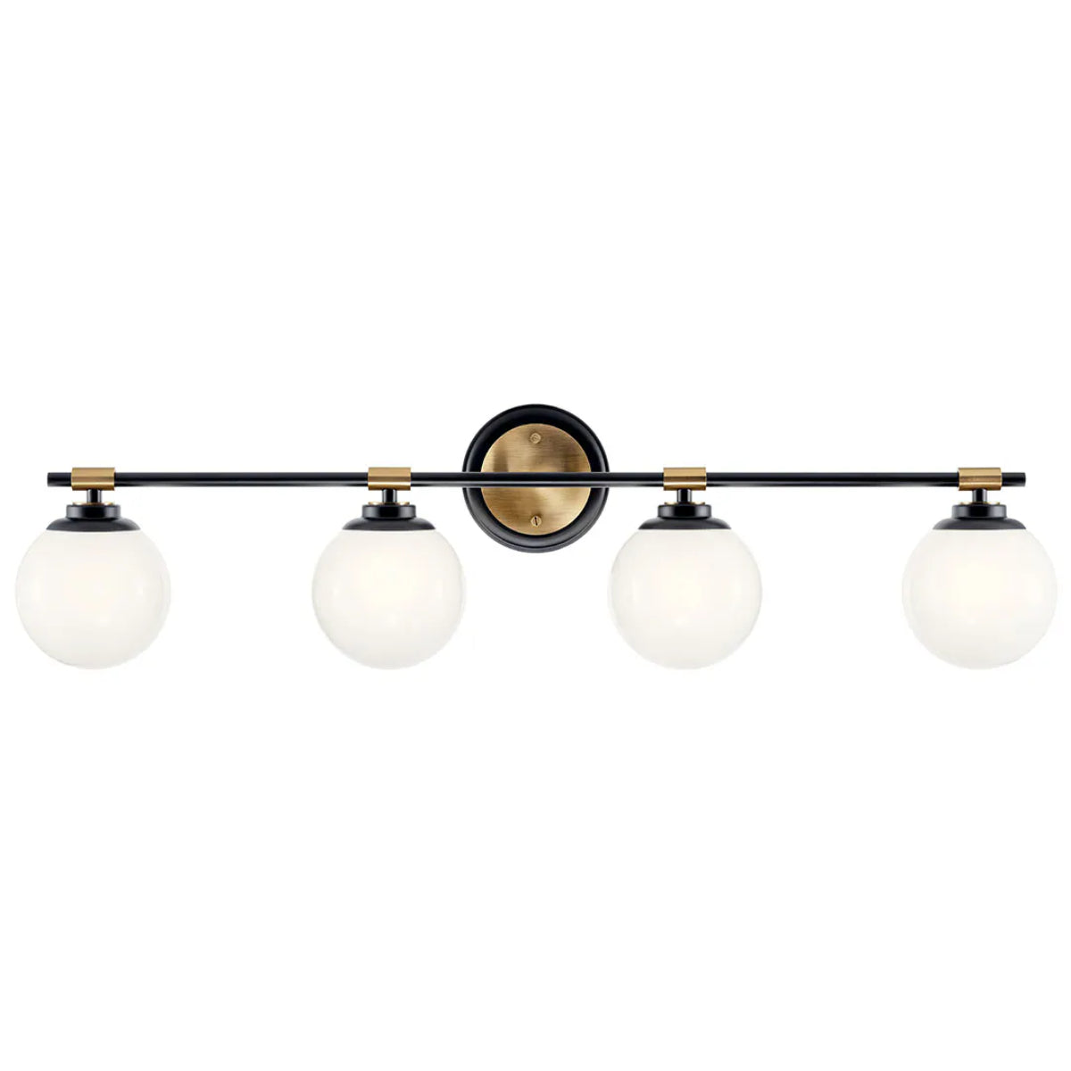 Benno 34 In 4-Lights Bathroom Vanity Light With Opal Glass, Black and Bronze Finish - Bees Lighting