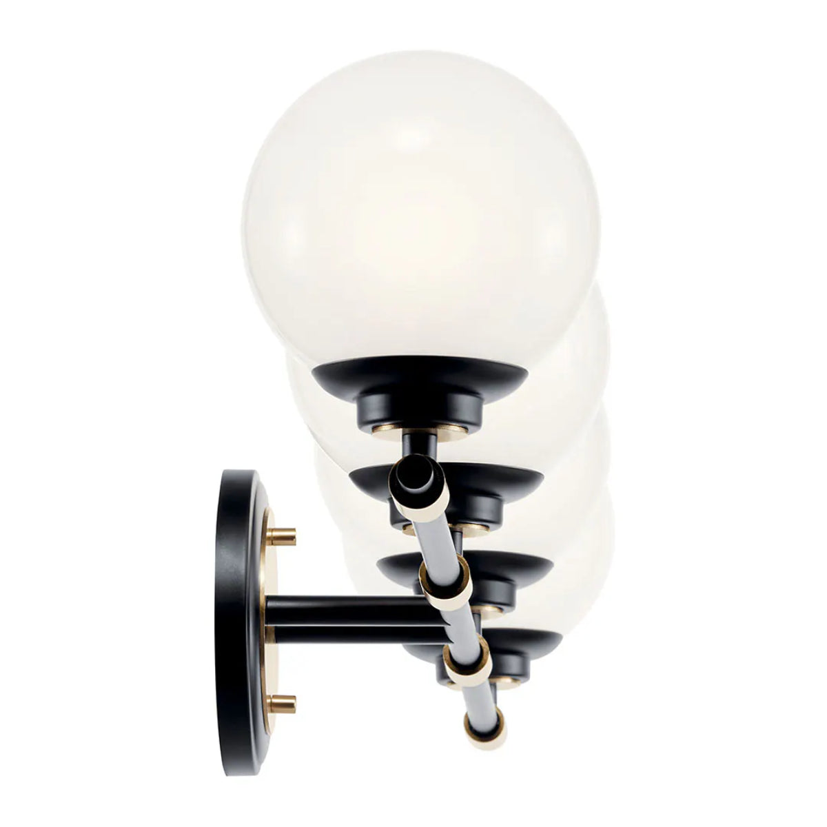 Benno 34 In 4-Lights Bathroom Vanity Light With Opal Glass, Black and Bronze Finish - Bees Lighting