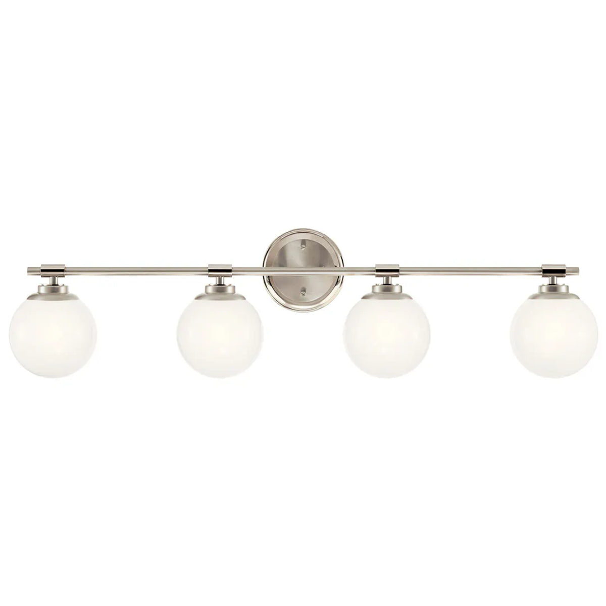 Benno 34 In 4-Lights Bathroom Vanity Light With Opal Glass, Nickel Finish - Bees Lighting