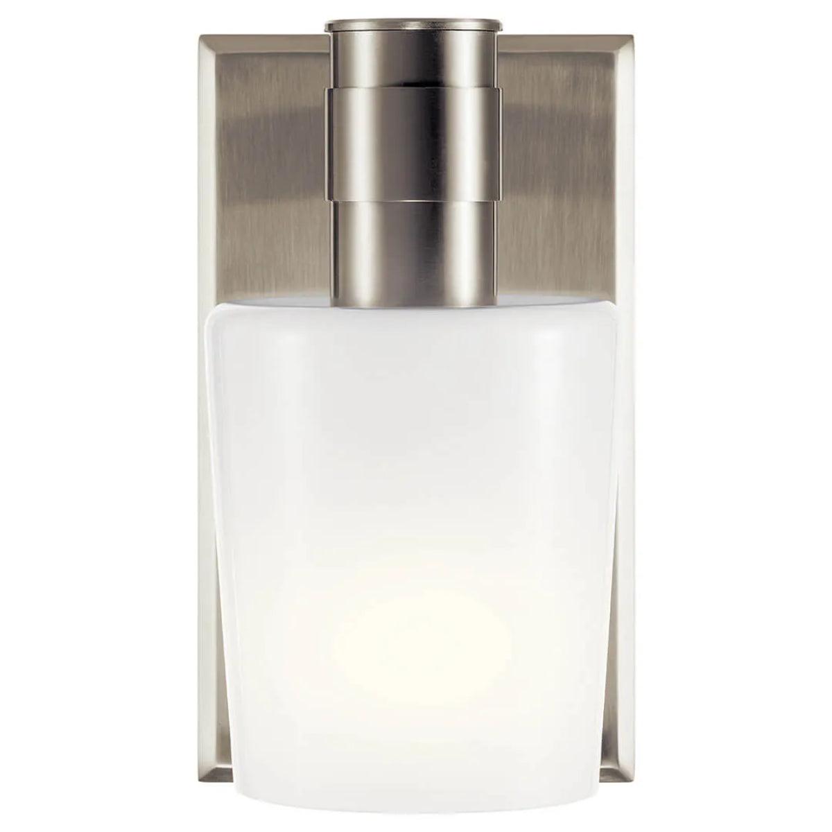 Adani 8" 1-Light Wall Sconce With Opal Glass, Brushed Nickel Finish - Bees Lighting