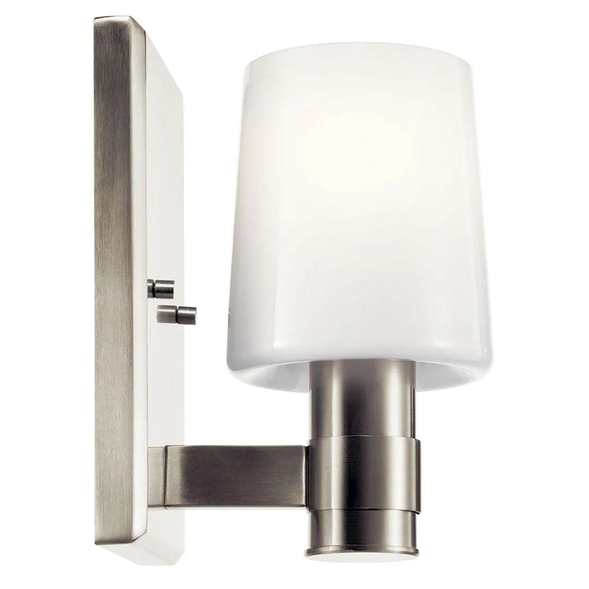 Adani 8" 1-Light Wall Sconce With Opal Glass, Brushed Nickel Finish - Bees Lighting