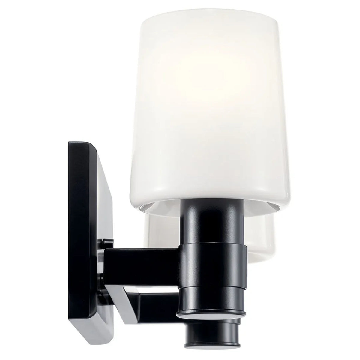 Adani 14 In 2-Lights Bathroom Vanity Light With Opal Glass, Black Finish - Bees Lighting