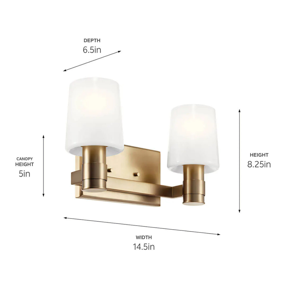 Adani 14 In 2-Lights Bathroom Vanity Light With Opal Glass, Bronze Finish - Bees Lighting