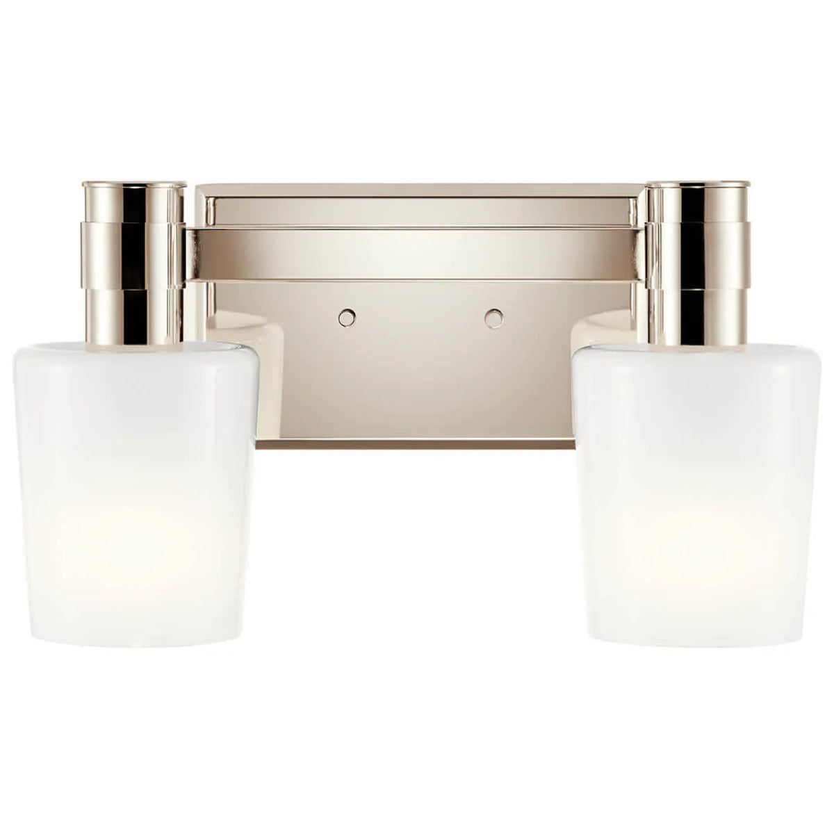 Adani 14 In 2-Lights Bathroom Vanity Light With Opal Glass, Polished Nickel Finish - Bees Lighting