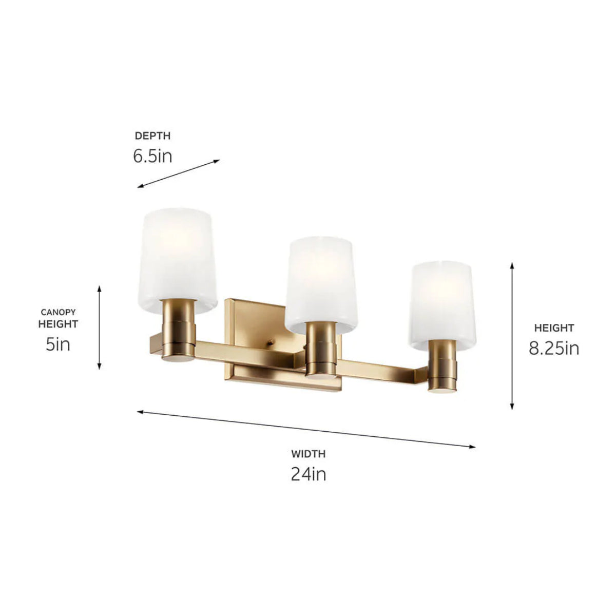 Adani 24 In 3-Lights Bathroom Vanity Light With Opal Glass, Bronze Finish - Bees Lighting