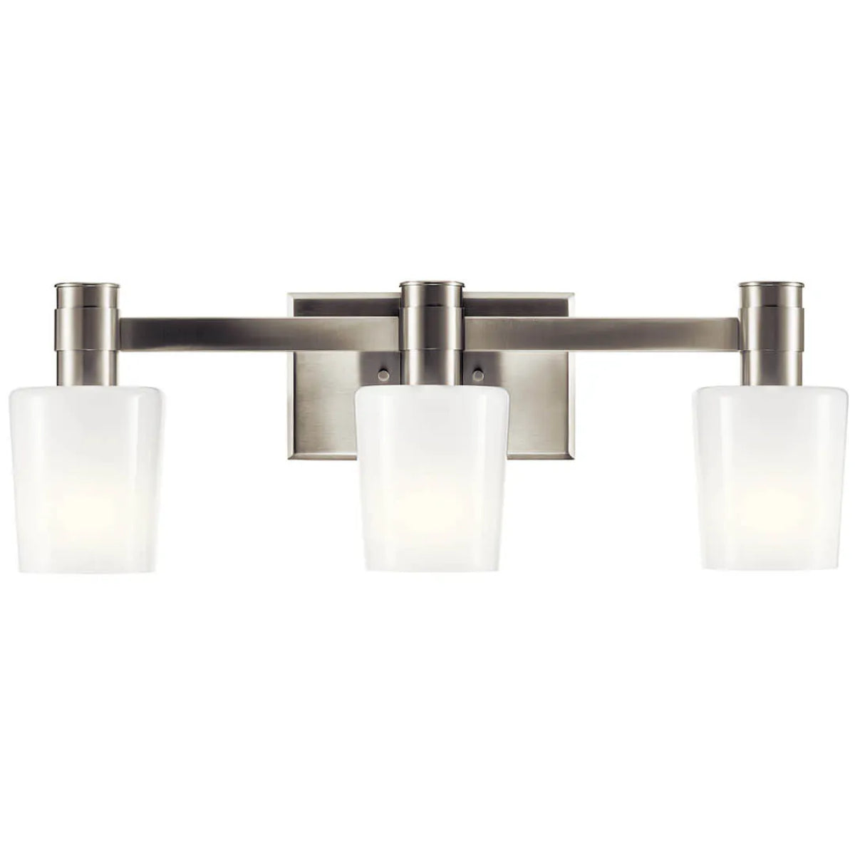 Adani 24 In 3-Lights Bathroom Vanity Light With Opal Glass, Brushed Nickel Finish - Bees Lighting