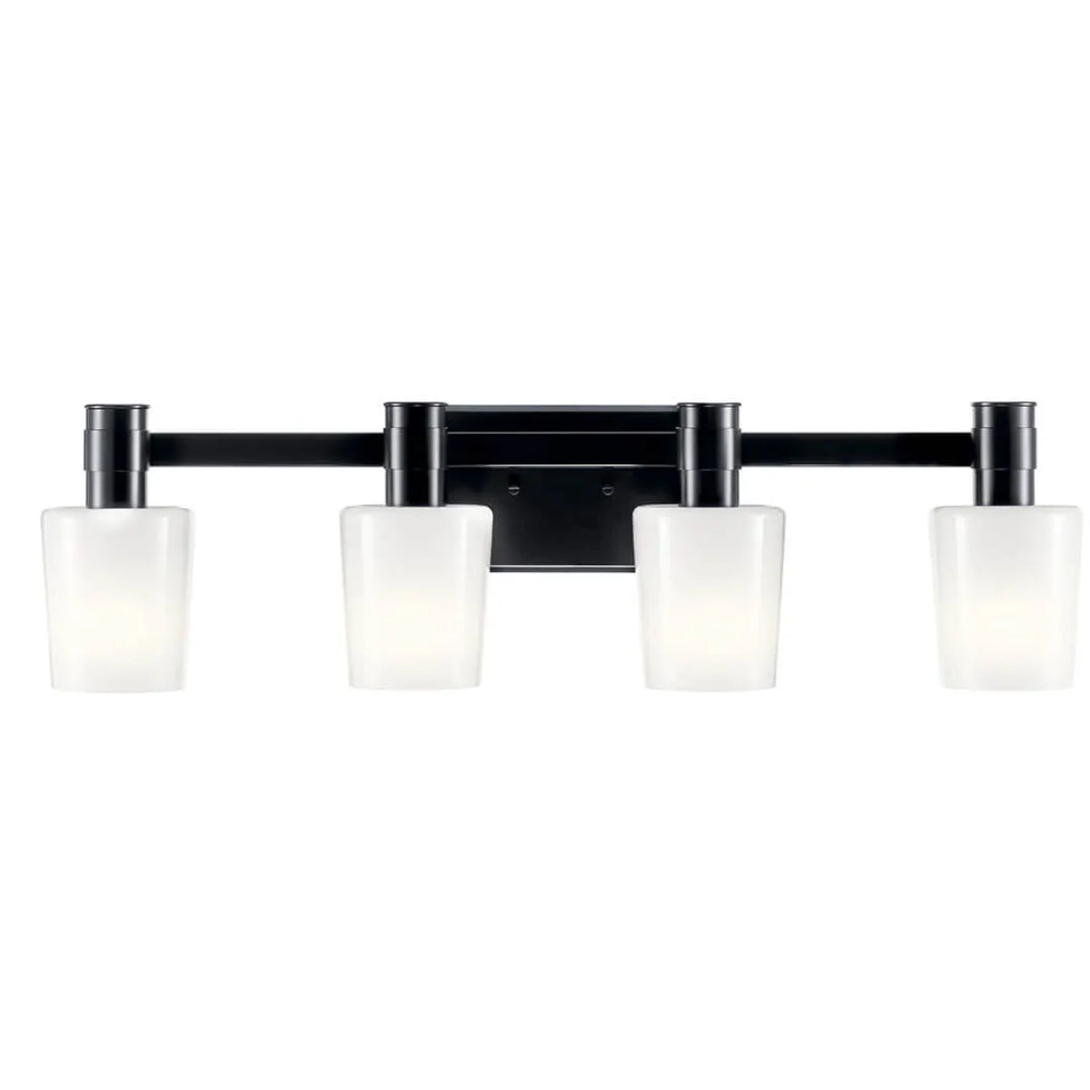 Adani 30 In 4-Lights Bathroom Vanity Light With Opal Glass, Black Finish - Bees Lighting