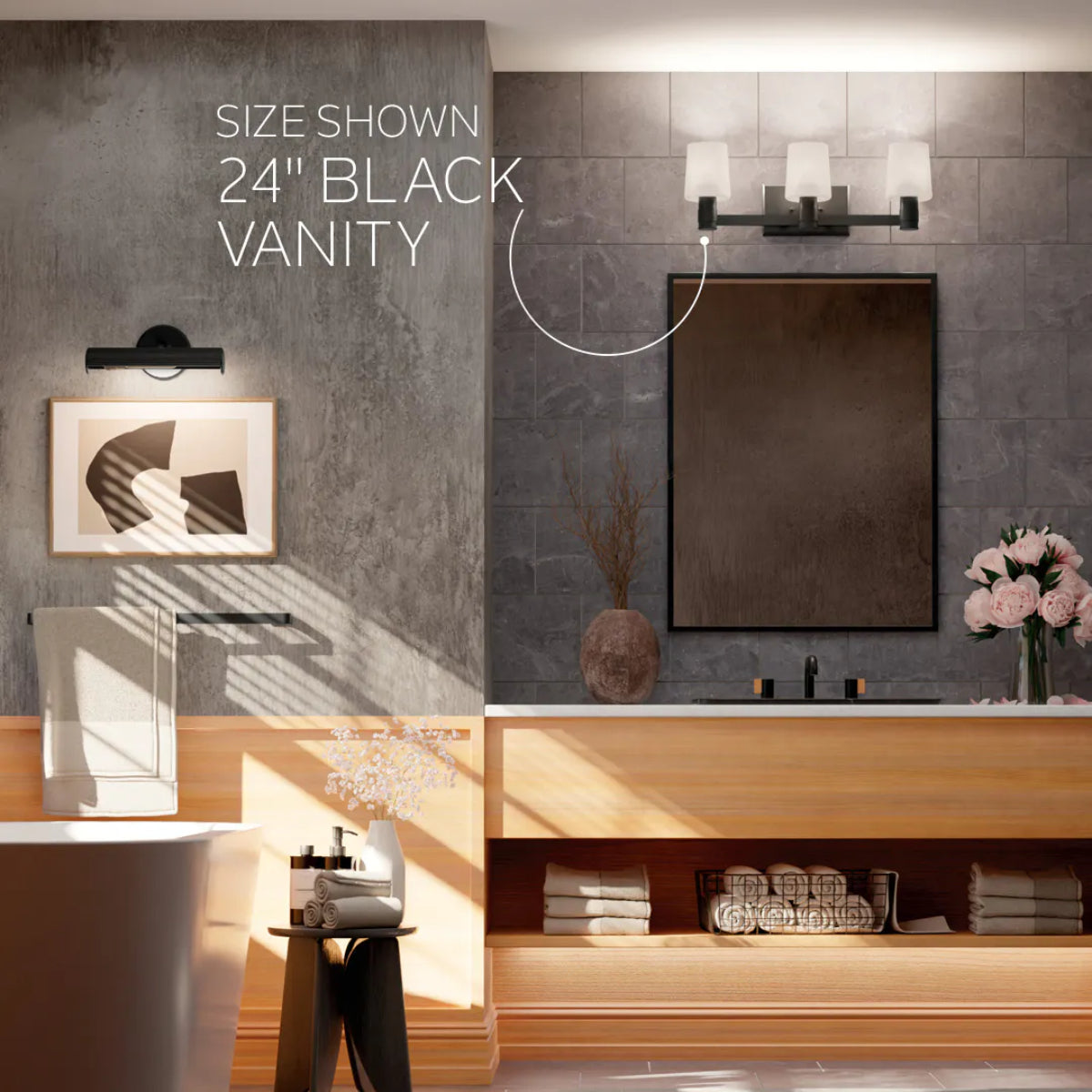 Adani 30 In 4-Lights Bathroom Vanity Light With Opal Glass, Black Finish - Bees Lighting