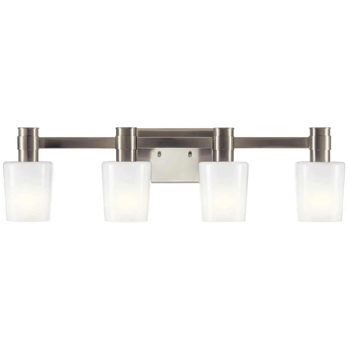 Adani 30 In 4-Lights Bathroom Vanity Light With Opal Glass, Brushed Finish - Bees Lighting