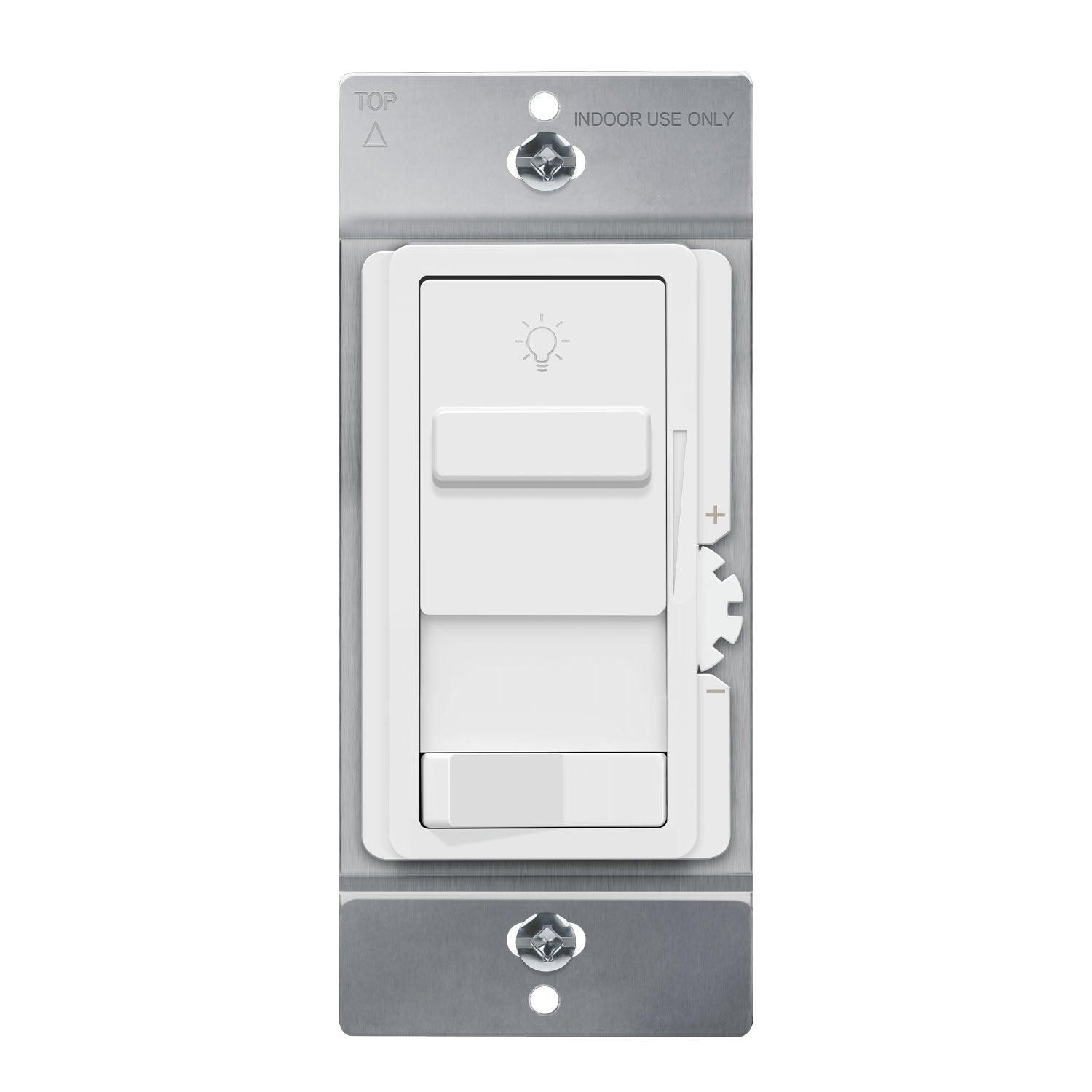 0-10V Rocker Slide Dimmer Switch, 10A LED/Fluorescent, Single Pole or 3-Way, 120V-277V, White - Bees Lighting