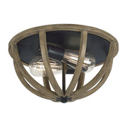 Allier 13" 2-Light Flush Mount, Weathered Oak Wood Finish - Bees Lighting