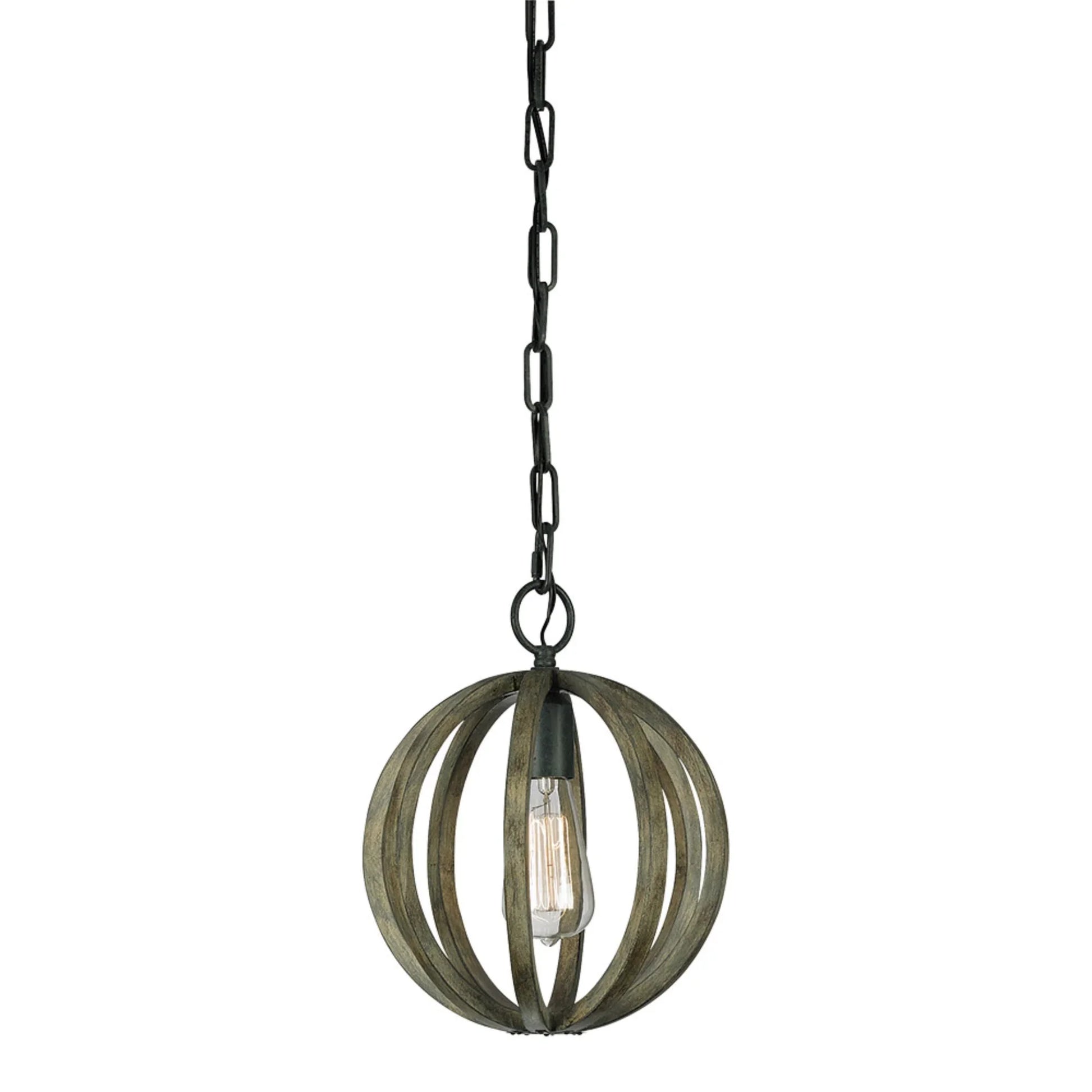 Allier 10" Mini Pendant, Weathered Oak Wood Finish - Bees Lighting