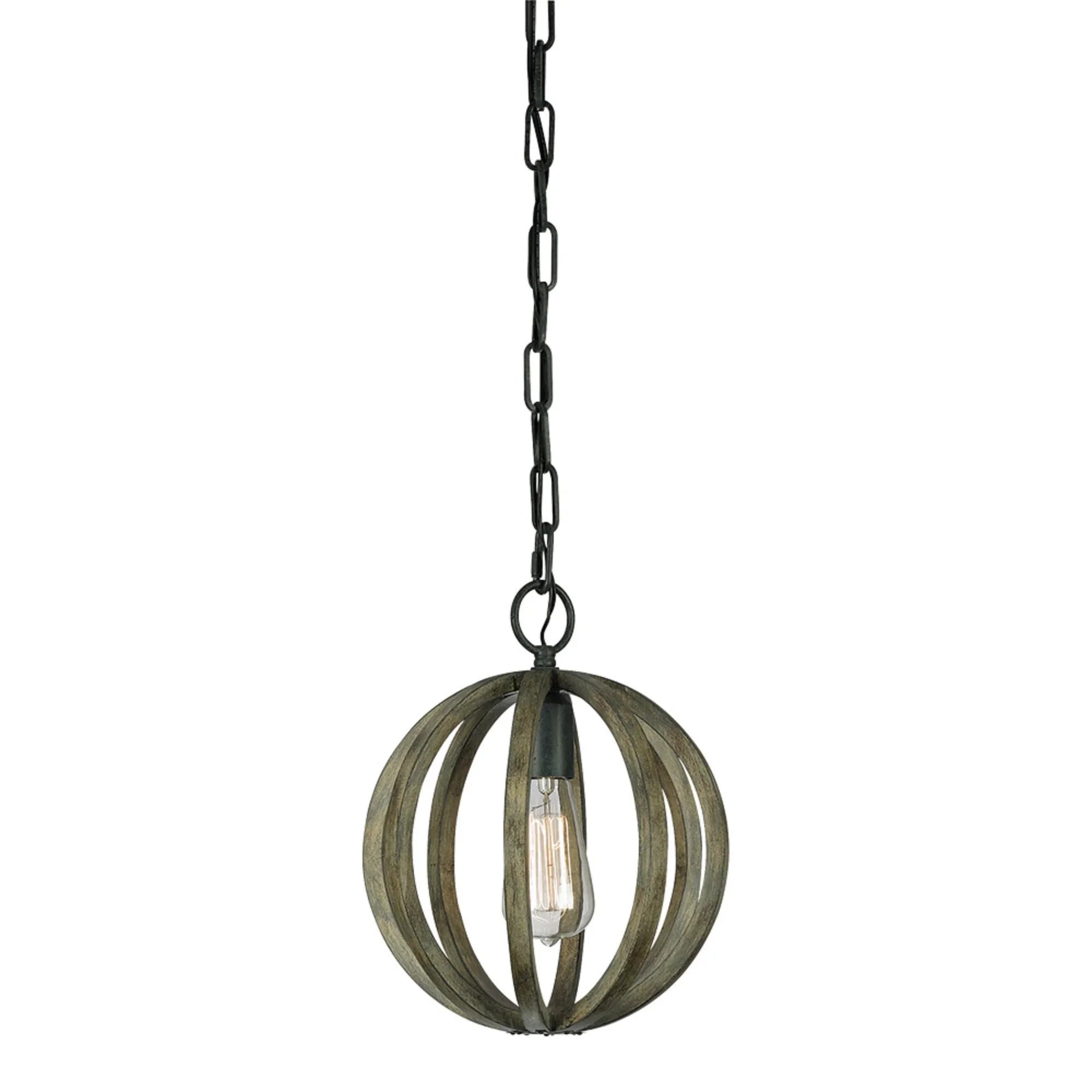 Allier 10" Mini Pendant, Weathered Oak Wood Finish - Bees Lighting