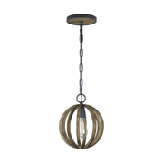 Allier 10" Mini Pendant, Weathered Oak Wood Finish - Bees Lighting