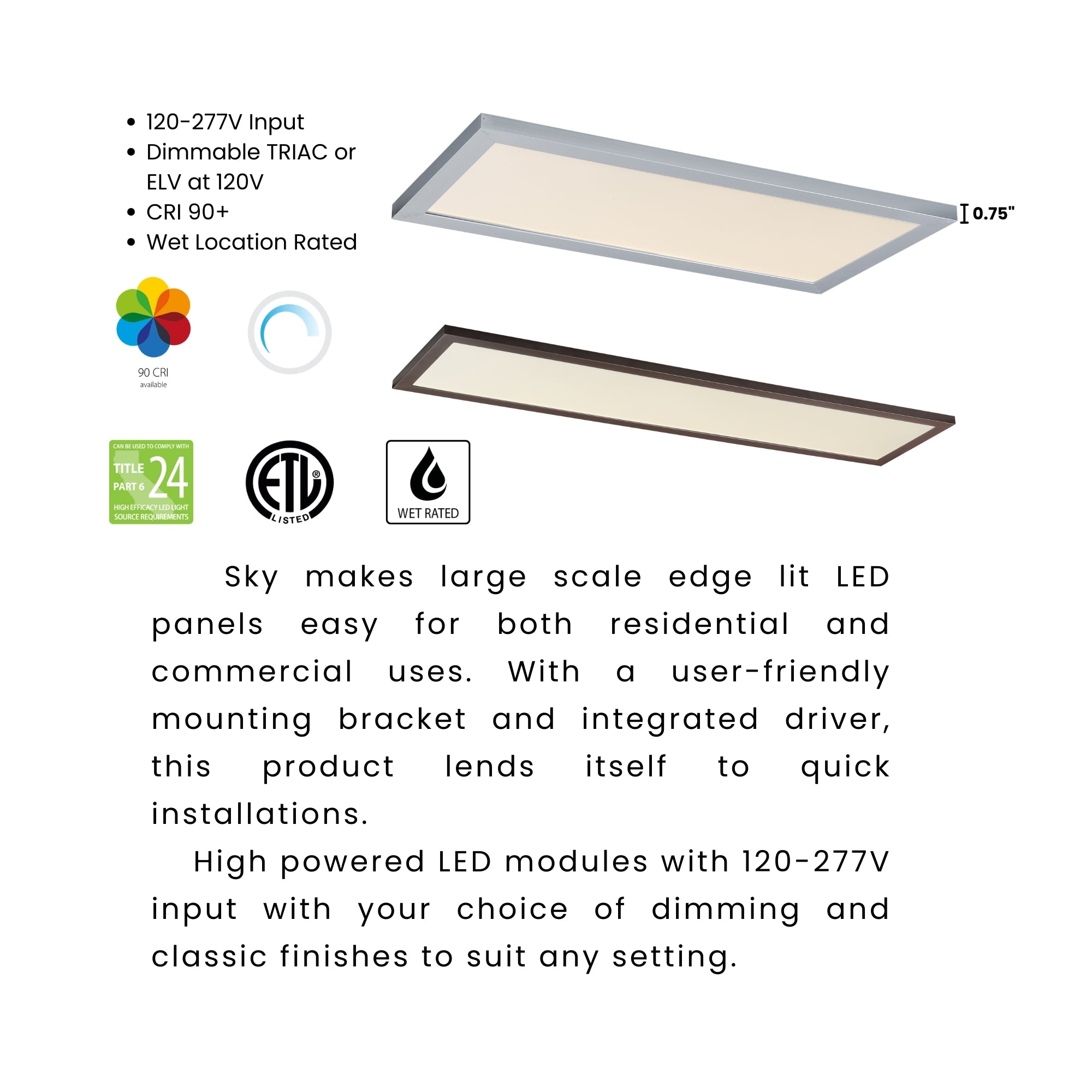 Maxim Lighting - Sky - 5CCT 2x4 LED Flush Mount Panel, 50W, 3500lm, 120-277V, Brushed Aluminum | Bees Lighting