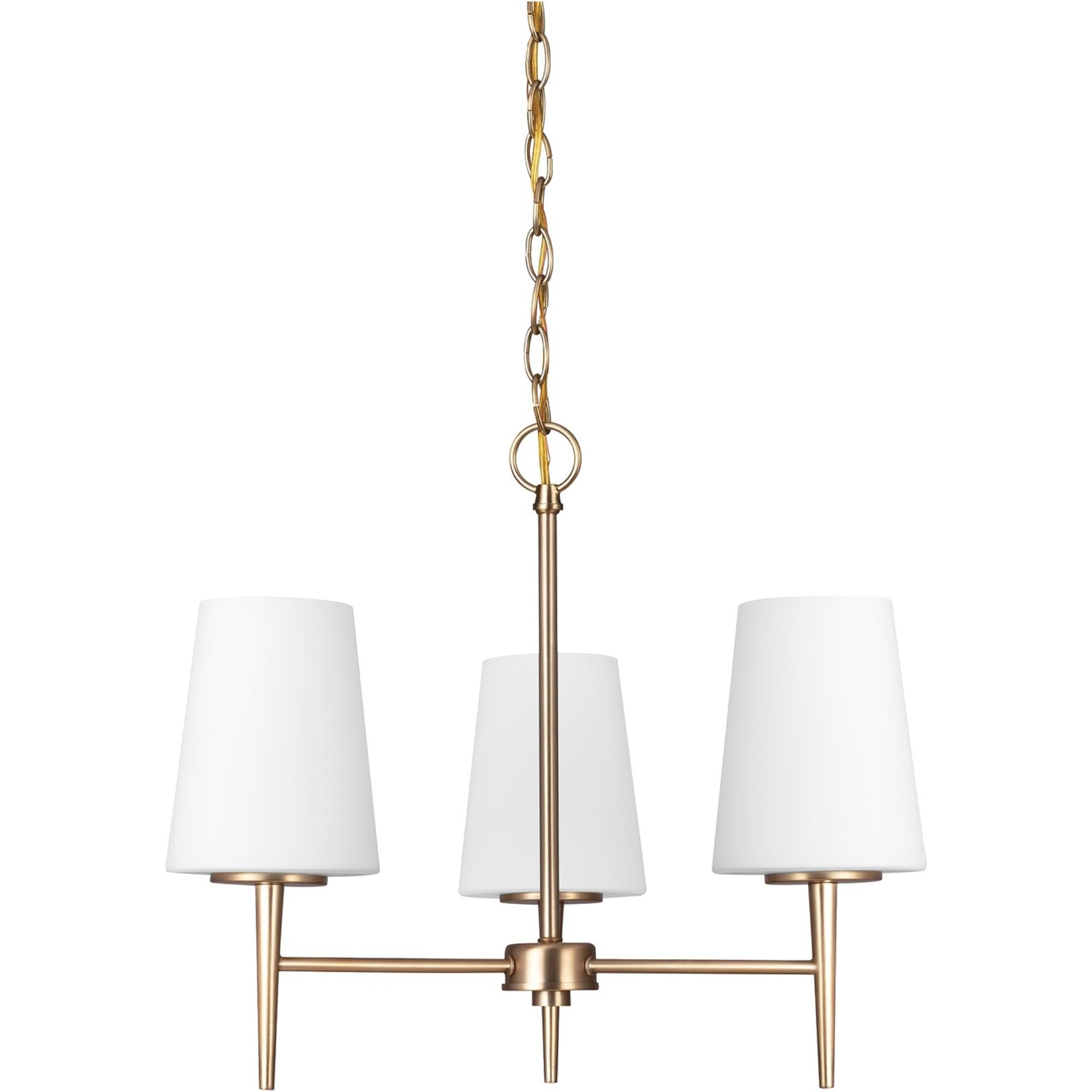 Driscoll 21" 3-Light Chandelier, Satin Brass Finish - Bees Lighting