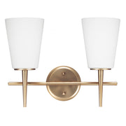 Driscoll 16" 2-Light Bathroom Vanity, Satin Brass Finish - Bees Lighting