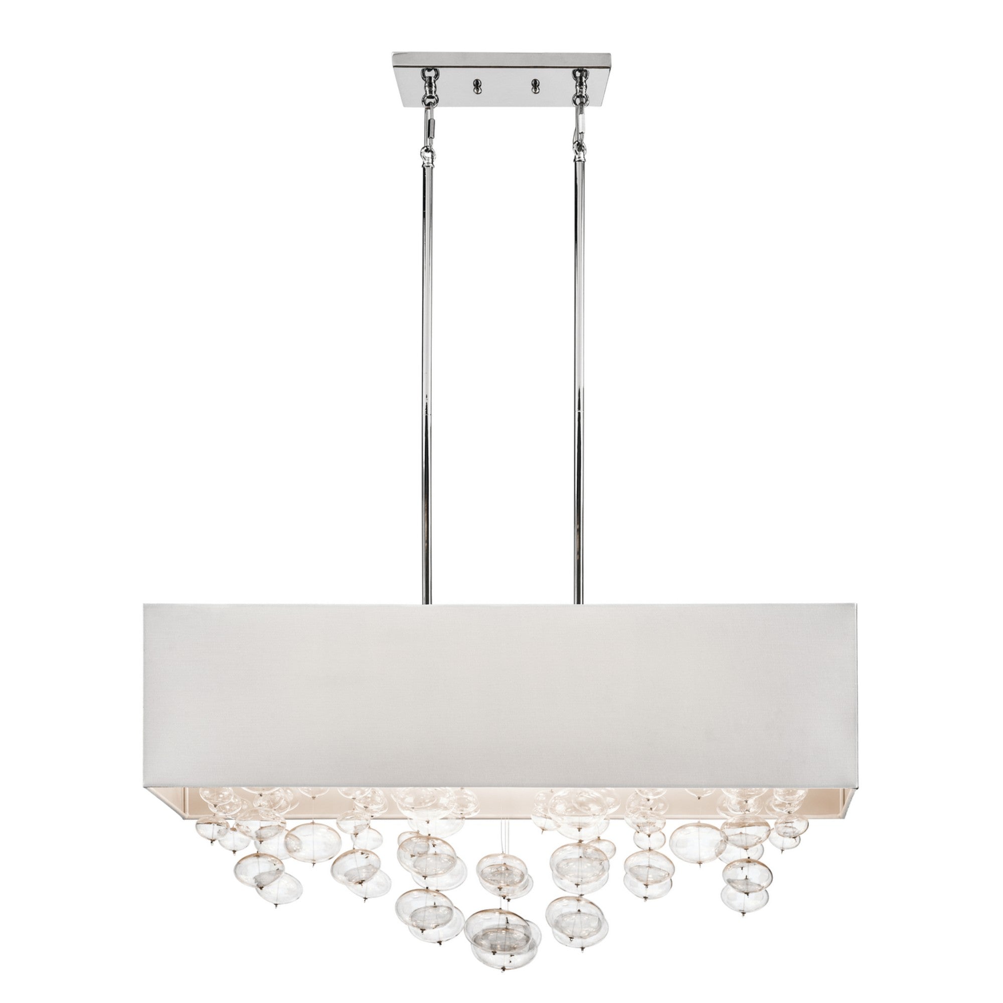 Piatt 32" 6-Light Linear Chandelier, Chrome Finish - Bees Lighting