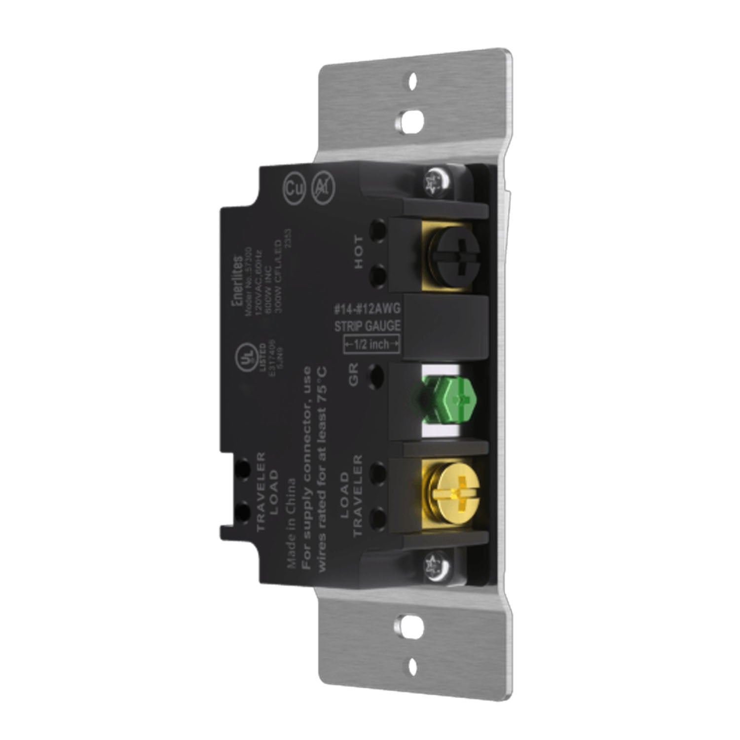 Decora Rocker Slide Universal Dimmer, 300-Watt LED, Single Pole or 3-Way, White - Bees Lighting