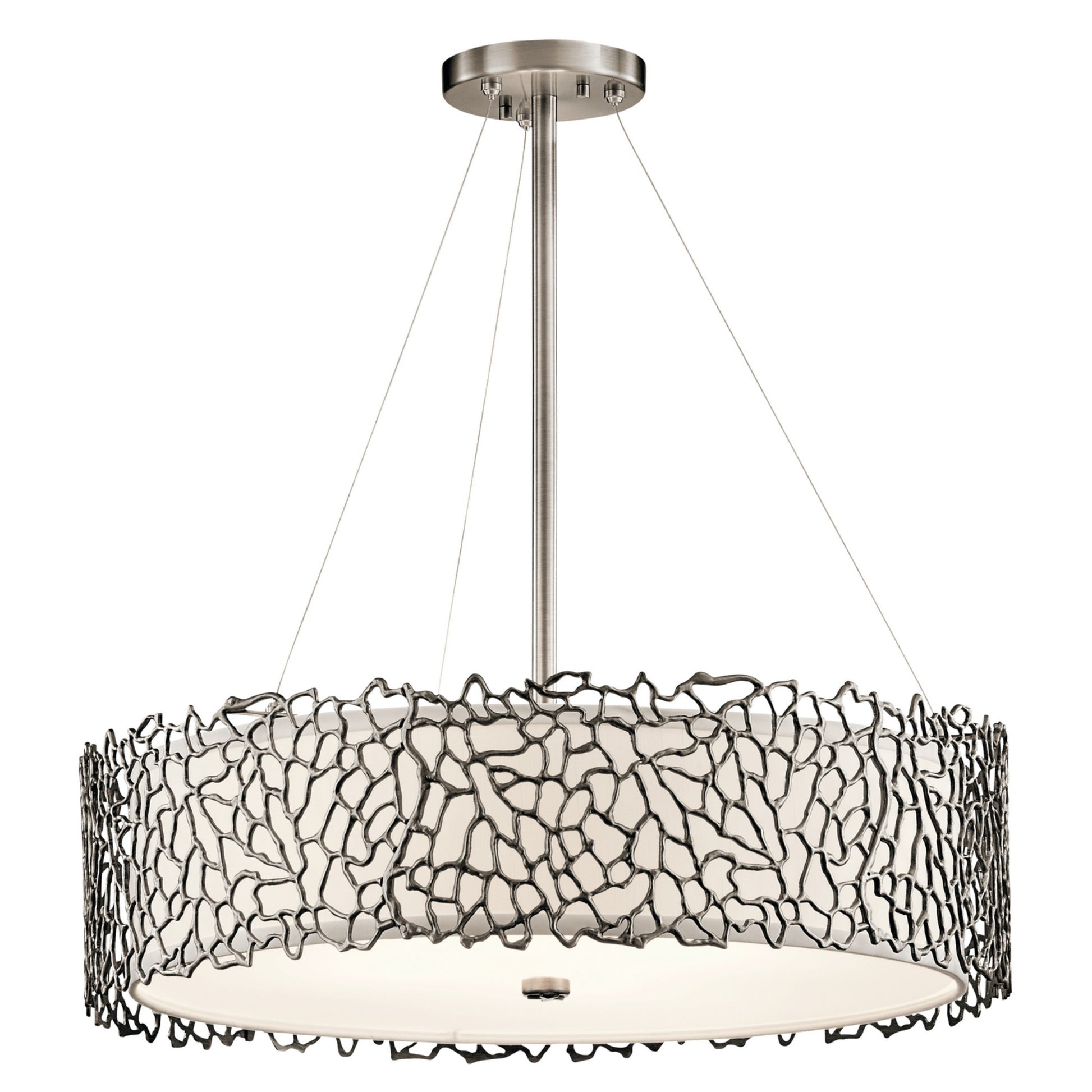 Silver Coral 22" 4-Light Chandelier, Classic Pewter Finish - Bees Lighting