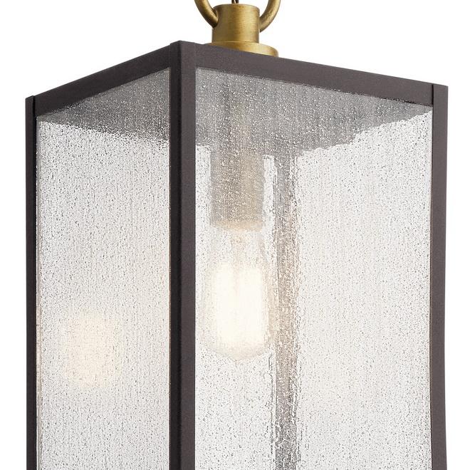 Lahden 17.25" Outdoor Hanging Pendant, Weathered Zinc|Natural Brass - Bees Lighting