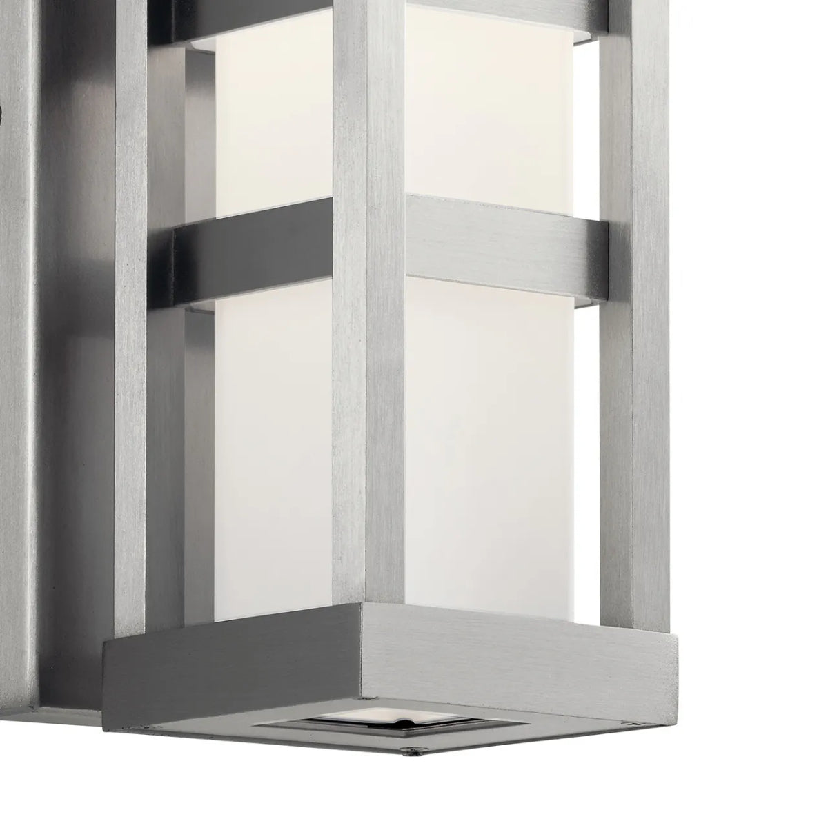 Ryler 12" 1-Light LED Outdoor Wall Light With Satin Etched Opal Glass, Silver Finish - Bees Lighting