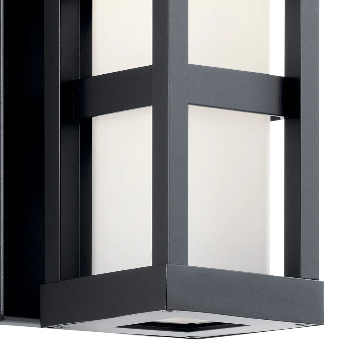 Ryler 12" 1-Light LED Outdoor Wall Light With Satin Etched Opal Glass, Black Finish - Bees Lighting