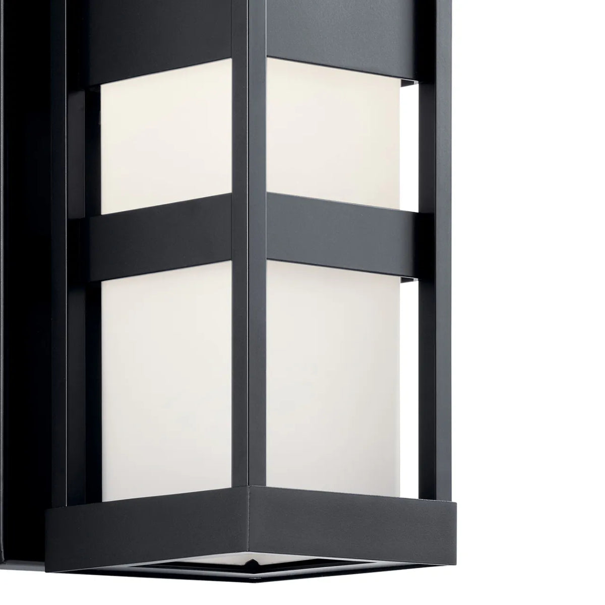 Ryler 18" 1-Light LED Outdoor Wall Light With Satin Etched Opal Glass, Black Finish - Bees Lighting