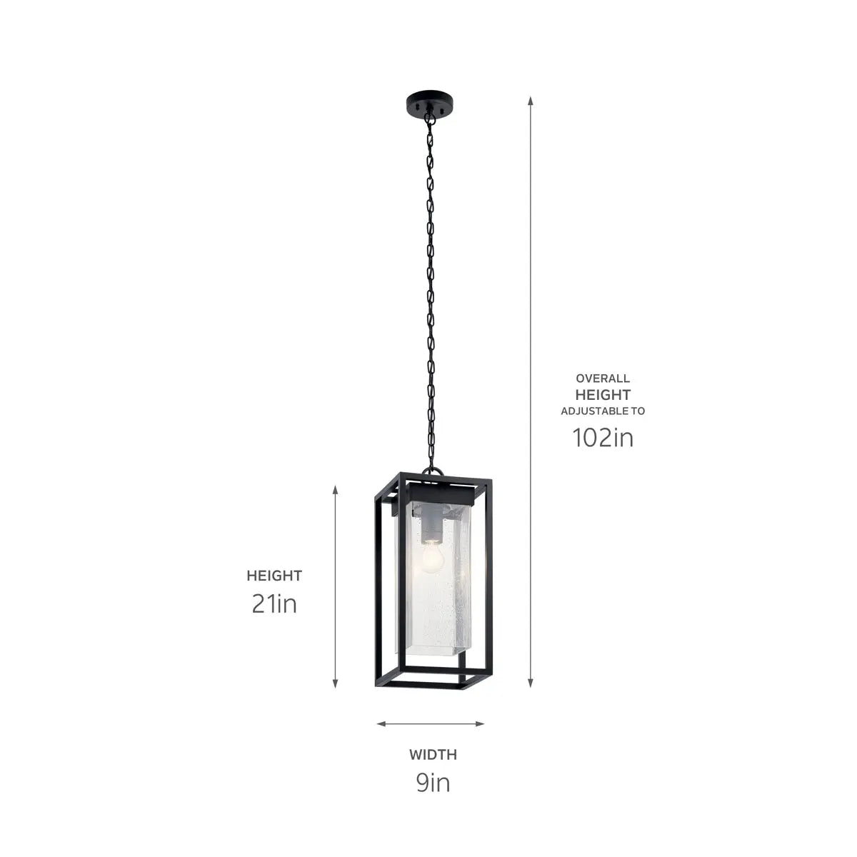Mercer Rectangular Outdoor Pendant Light Black Finish - Bees Lighting
