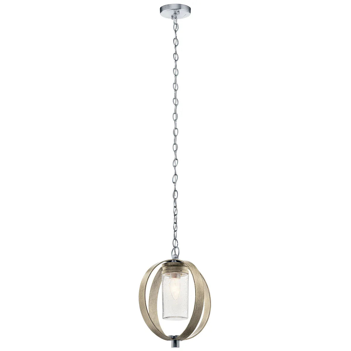 Grand Bank 15" 1-Light Outdoor Hanging Light with Clear seeded glass, Distressed antique gray Finish - Bees Lighting
