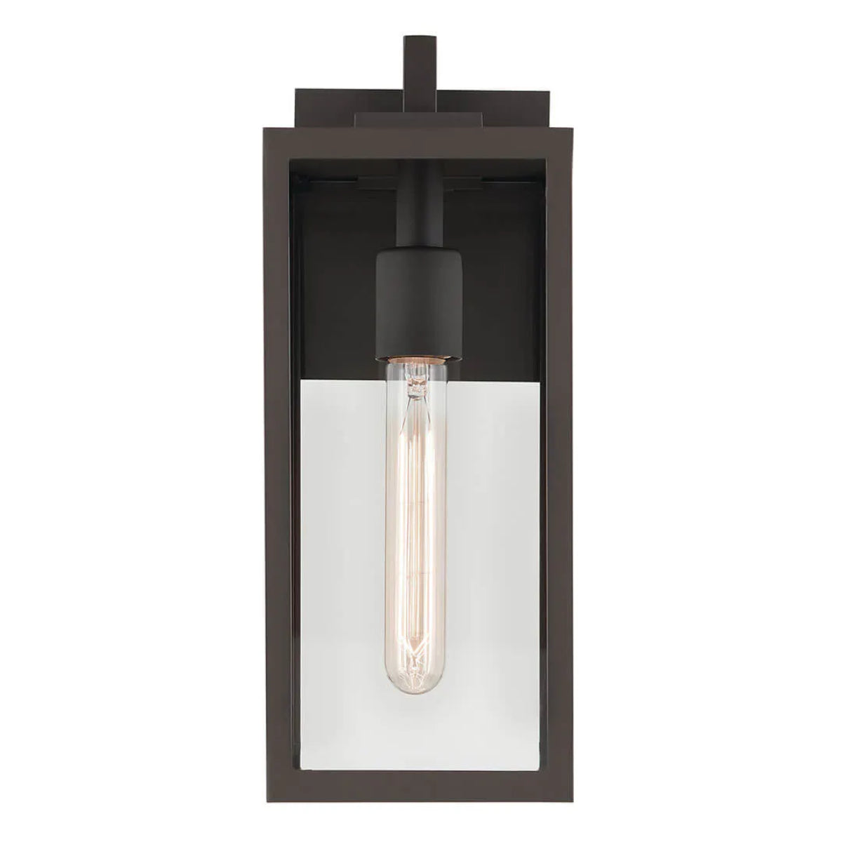 Branner 14" 1-Light Outdoor Wall Light with Clear Glass, Bronze Finish - Bees Lighting