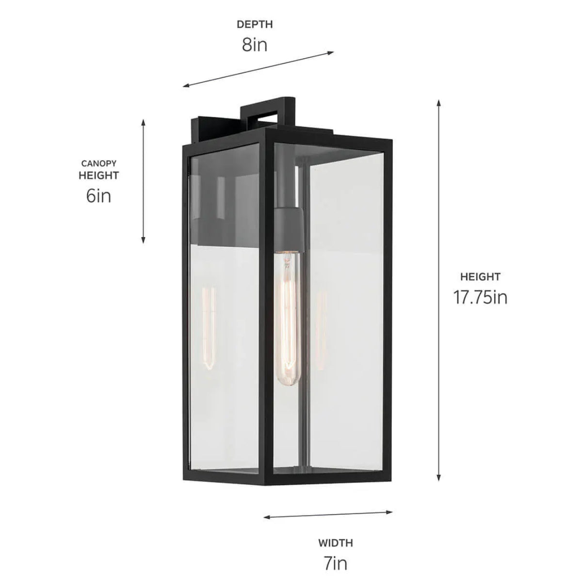 Branner 18" 1-Light Outdoor Wall Light with Clear Glass, Black Finish - Bees Lighting