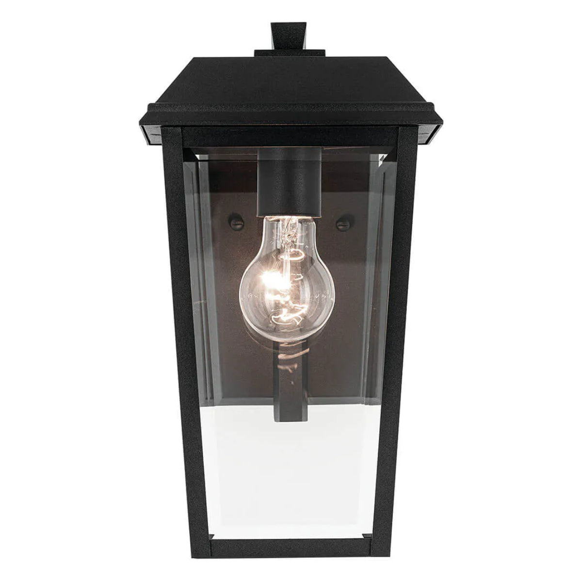 Mathus 13" 1-Light Outdoor Wall Light With Clear Beveled Glass, Black Finish - Bees Lighting